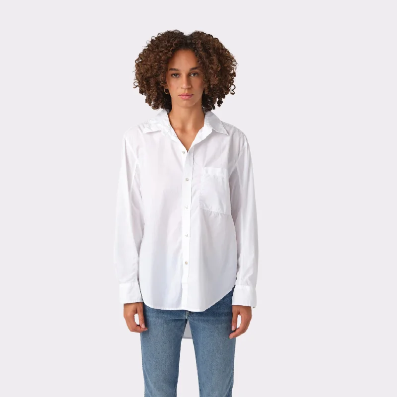 Ruth Oversized Shirt (White)Plus size women's solid color tops