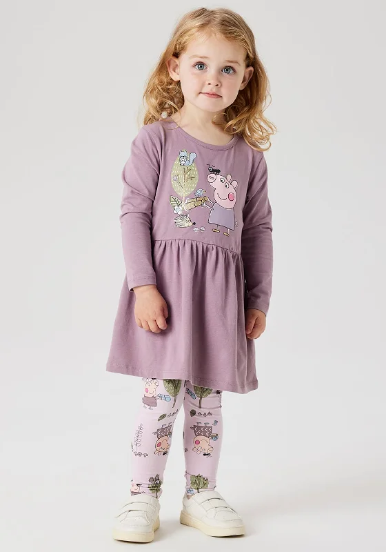 Name It Mini Girl Dyffi Peppa Long Sleeve Dress, Elderberry