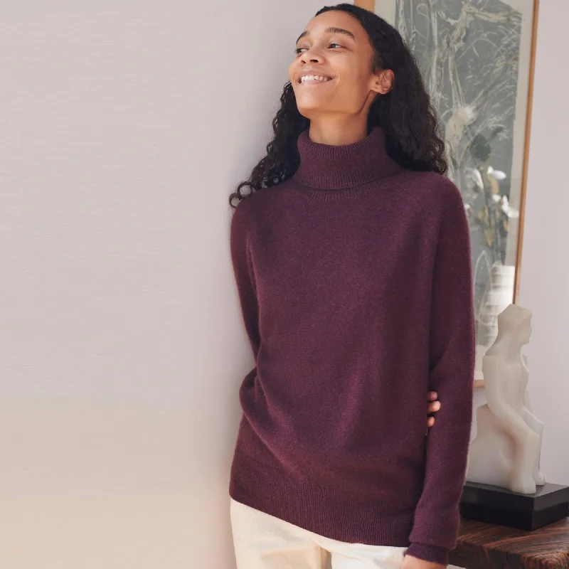 Embellished Knit TopsEssential Cashmere Turtleneck (Mahogany)