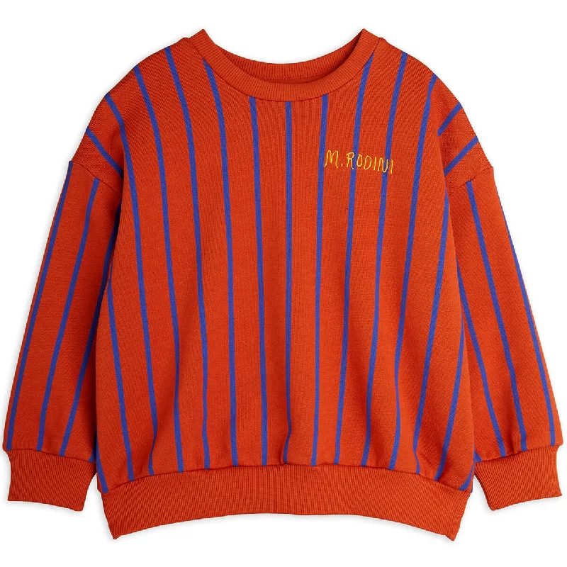 Hemp Knit TopsVertical Stripe Sweatshirt in Red by Mini Rodini