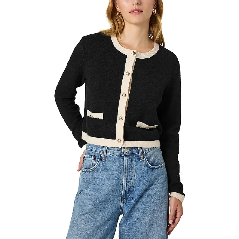 Metallic Knit TopsFrench Connection Womens Contrast Trim Recycled  Button-Up