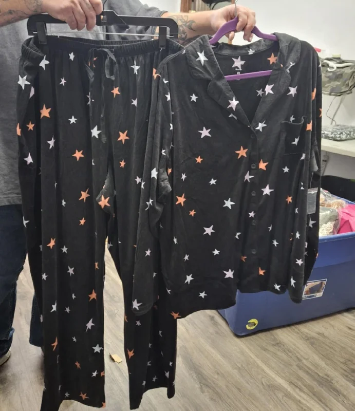 Black Star Stars 2pc Pajama Pajamas Pj Set