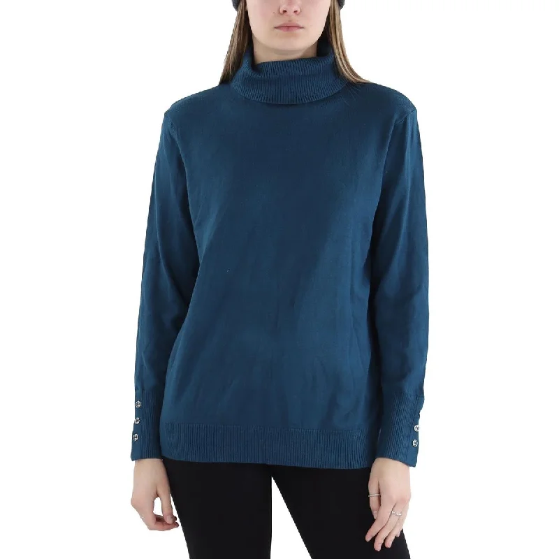 Embroidered Knit TopsJoseph A. Womens Ribbed Trim Casual Turtleneck Sweater