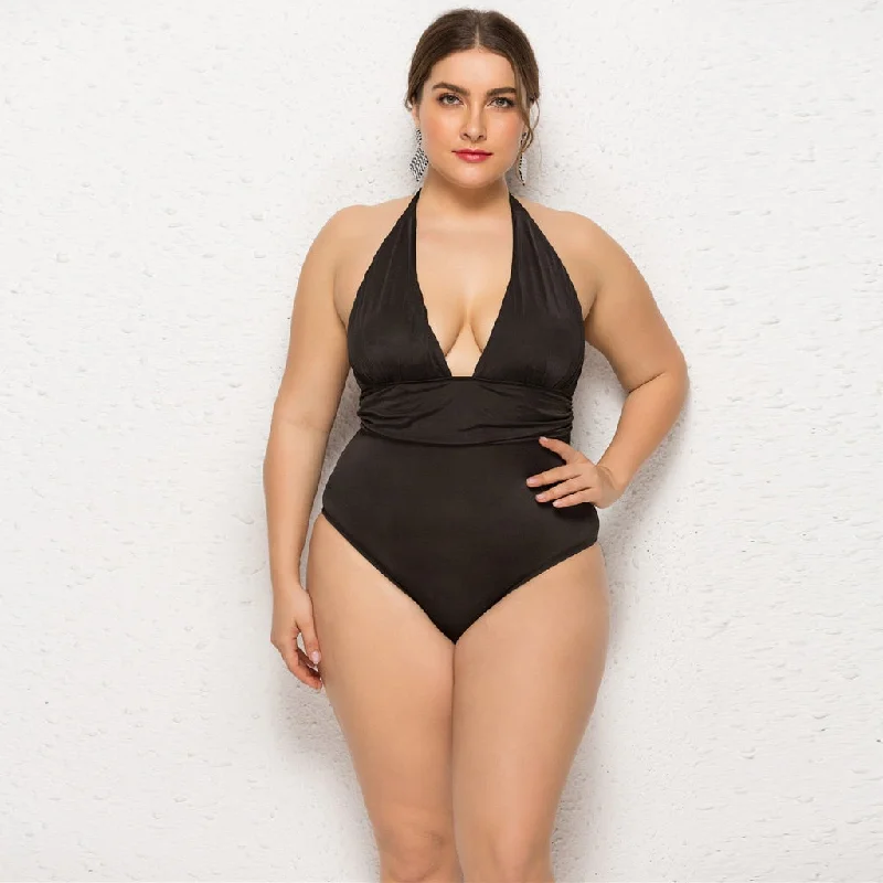 Womail 2019 Women's Plus Size Sexy V-neck Bikini Sexy Backless Strap One-piece Swimsuit Beachwear Monokini W3063Women's commuter tops