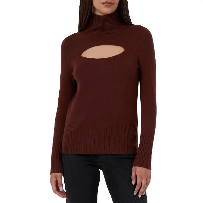 Embroidered Knit TopsFrench Connection Womens Cutout Ribbed Trim Turtleneck Sweater