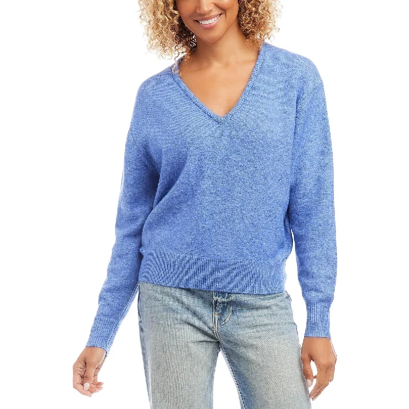 Designer Knit TopsKaren Kane Womens Solid Recycled  Crewneck Sweater