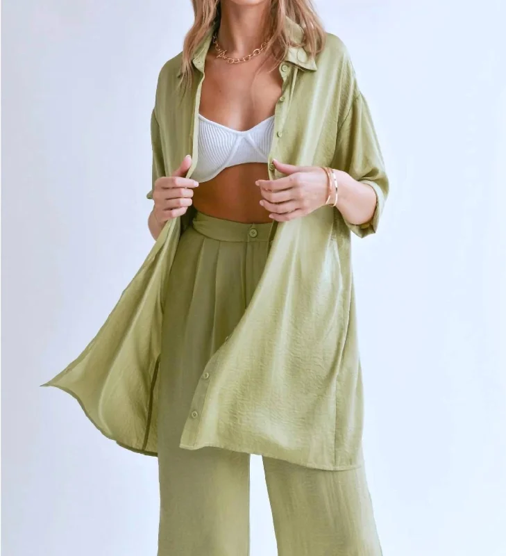 Juicy Oversized Layering Shirt In LimeWomen's autumn tops