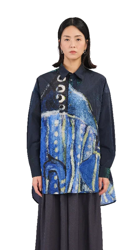 Selk'Nam Graphic Print Oversized ShirtLarge women's wrinkle-free tops