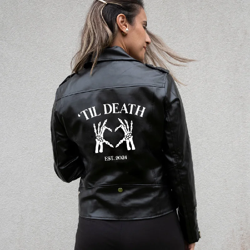 (Faux Leather) Black Till Death Bridal Shower Leather JacketBand Merch Jackets