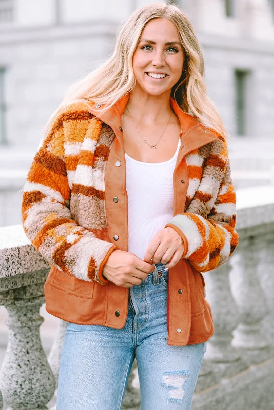 Spice Autumn Quilted Aztec Furry JacketGlitter Jackets