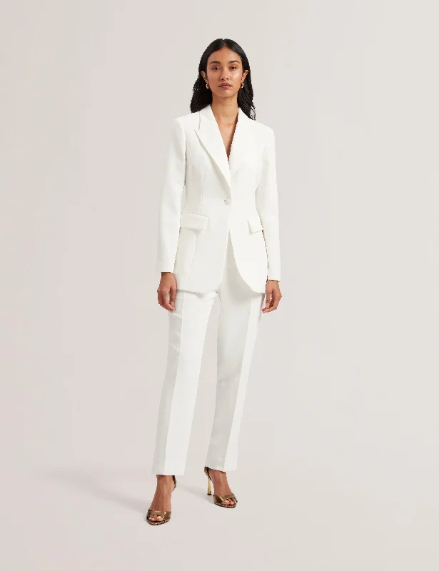 Cloa Contrast Satin Hourglass Tailored Bla WhiteLuxury Jackets