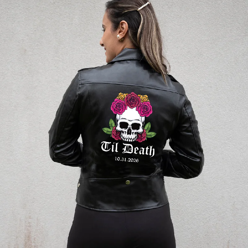 (Faux Leather) Til Death Personalized Leather JacketMetallic Jackets