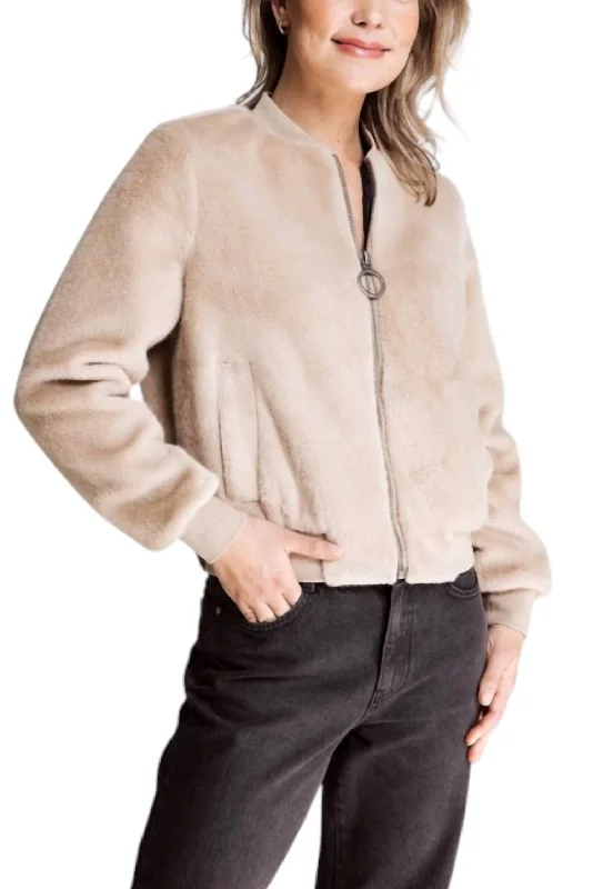 Giulia Faux Fur Bomber Jacket In TanninLimited Edition Jackets