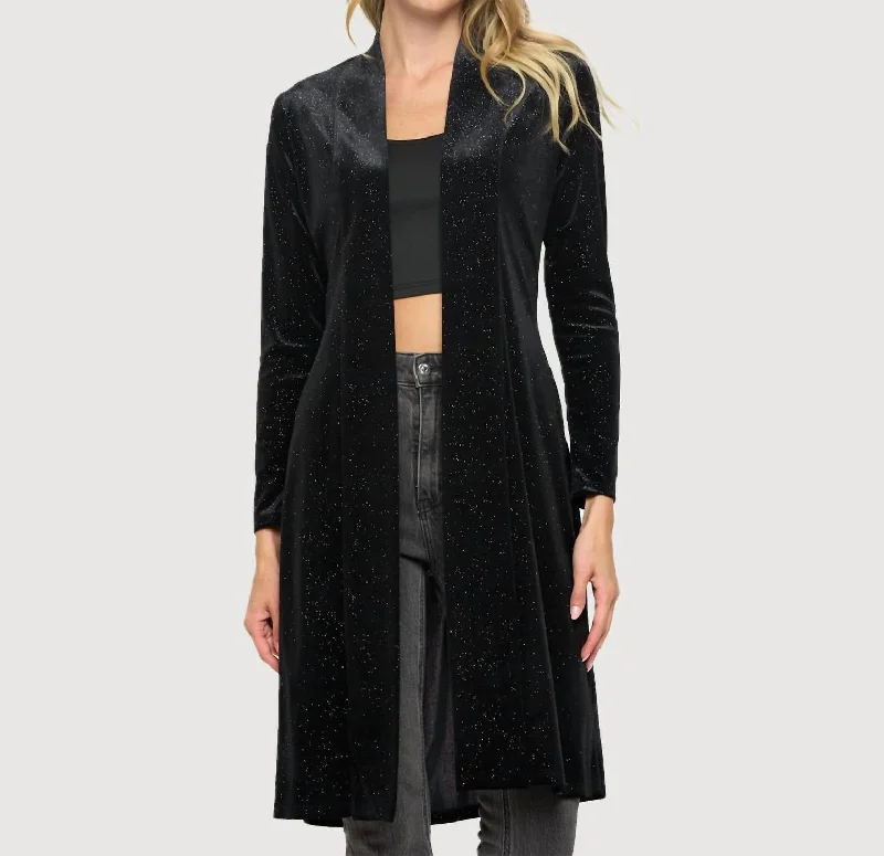 Glitter Duster Jacket In BlackSports Team Jackets