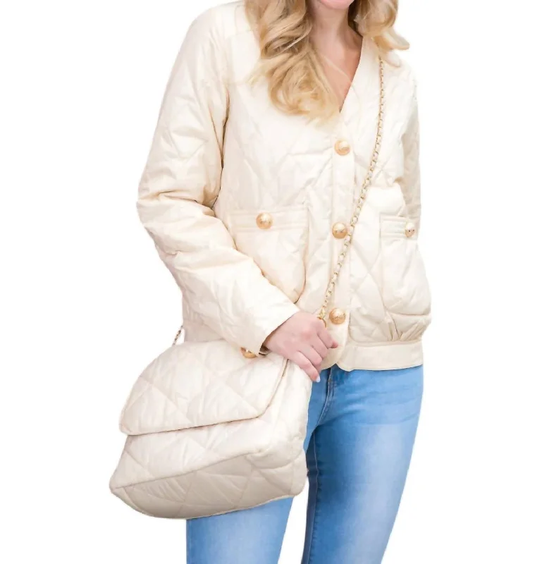 Johya Puff Jacket Matching Crossbody Bag In BeigeLounge Jackets