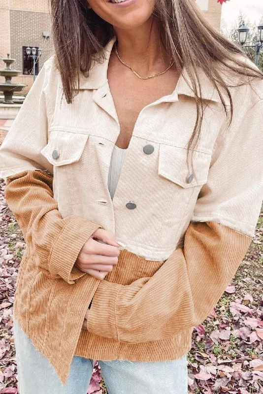 Corduroy Two Toned Khaki JacketFringed Jackets