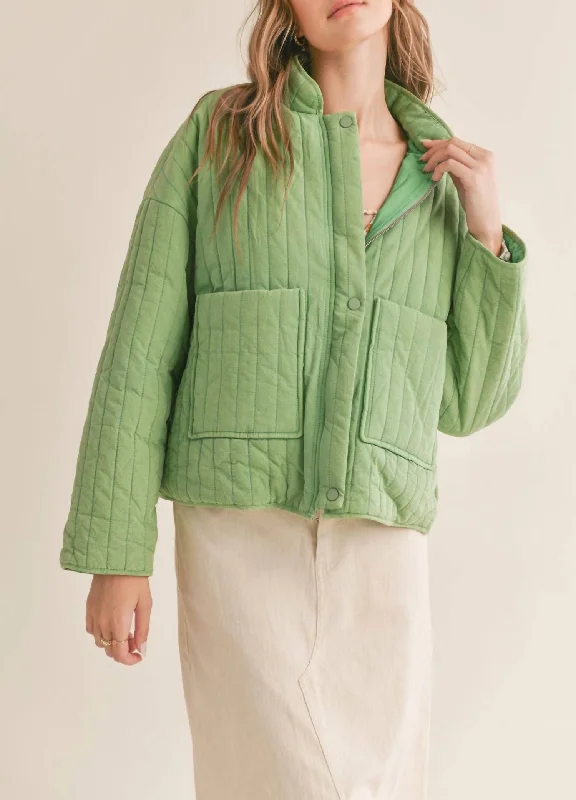 Kora Quilted Jacket In Washed GreenPunk Jackets