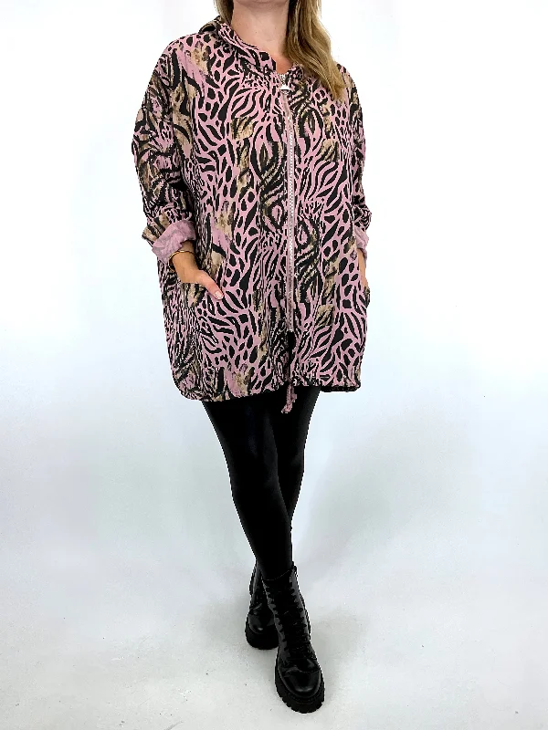 Made in italy Lagenlook Beckford Animal Print Jacket in Autumn Pink. 05519Button-Up Jackets