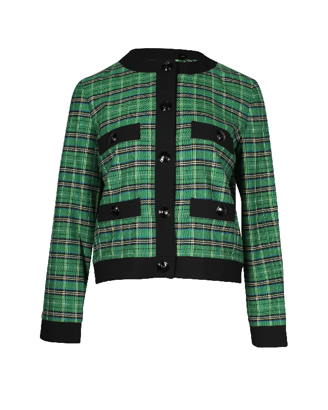 Maje Plaid Jacket in Green PolyesterVarsity Jackets