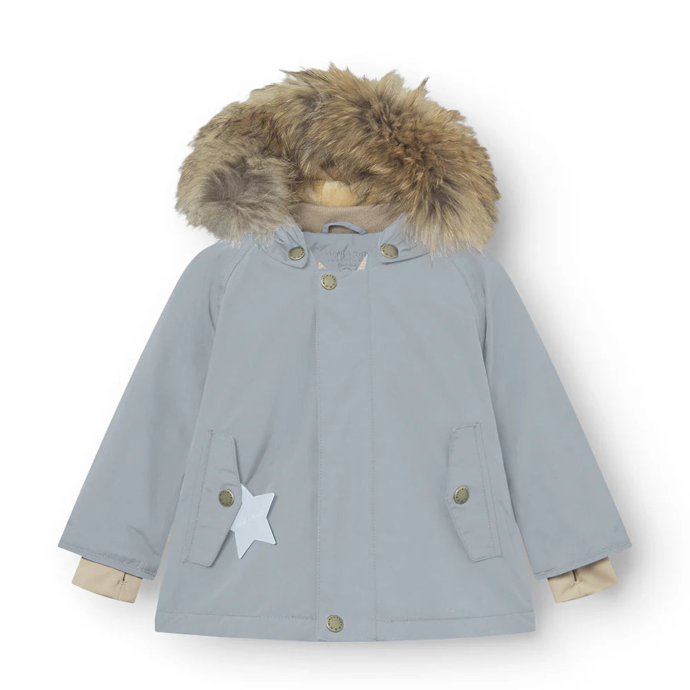 MINI A TURE Kids WALLY Winter Jacket w/ Fur Hat in Citadel BlueFleece Jackets