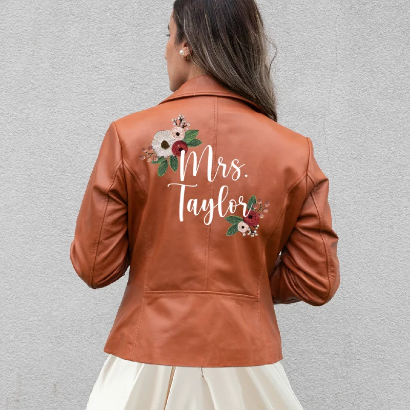 (Real Leather) Personalized Bridal Leather JacketDown Jackets