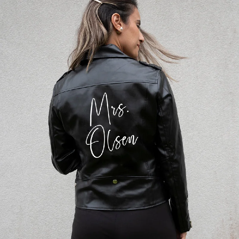 (Faux Leather) Personalized Mrs Bridal Leather JacketsUrban Jackets