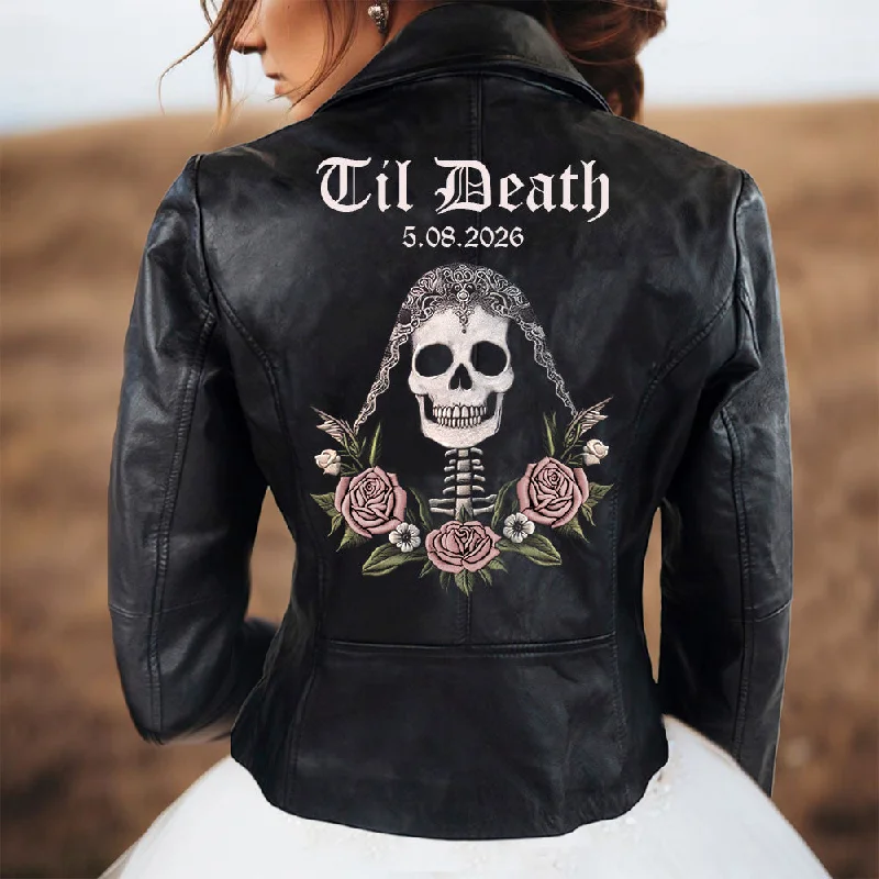 (Real Leather) Personalized Til Death Leather Jacket for HerVarsity Jackets