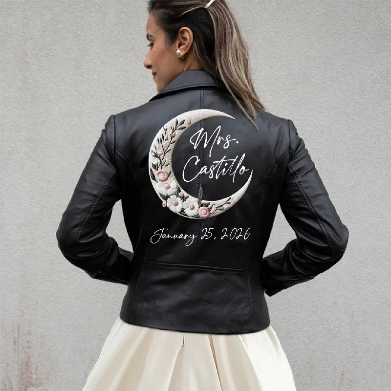 (Real Leather) Custom Mrs Surname Leather JacketLogo Jackets