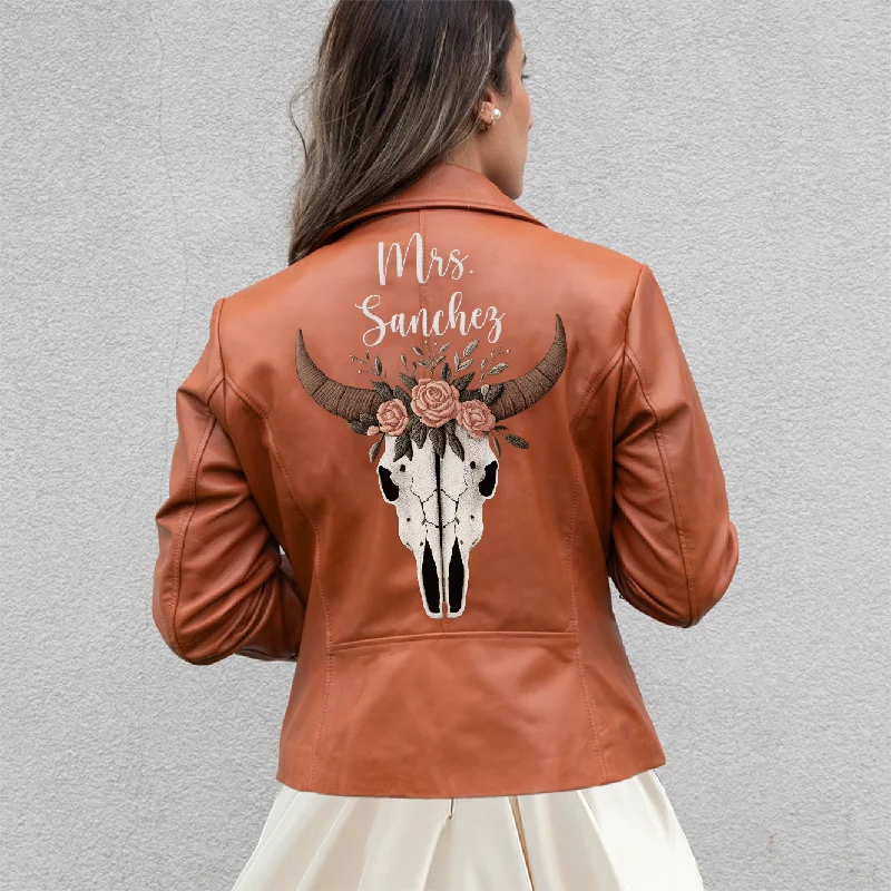 (Real Leather) Personalized Bridal Shower Leather JacketHooded Jackets