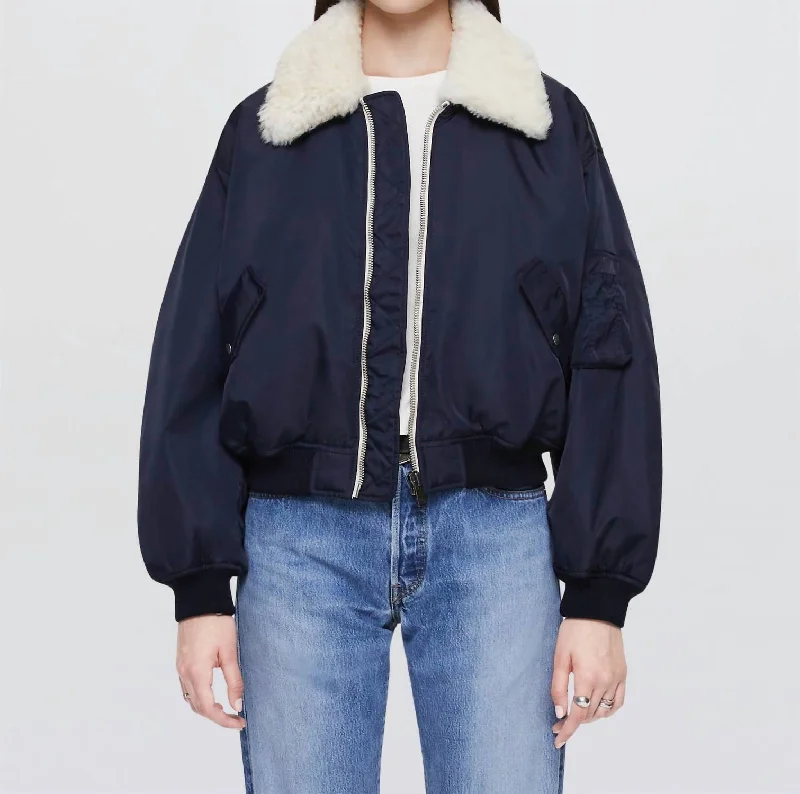 Shrunken Bomber Jacket In NavyInsulated Jackets