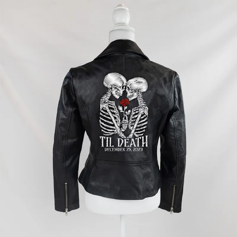 (Real Leather) Skeleton Till Death Leather JacketFaux Leather Jackets