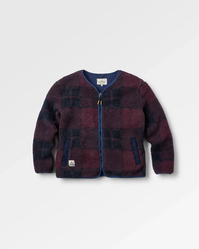 Tawny Recycled Deep-Pile Sherpa Jacket - Deep Plum/Deep Navy CheckWinter Jackets