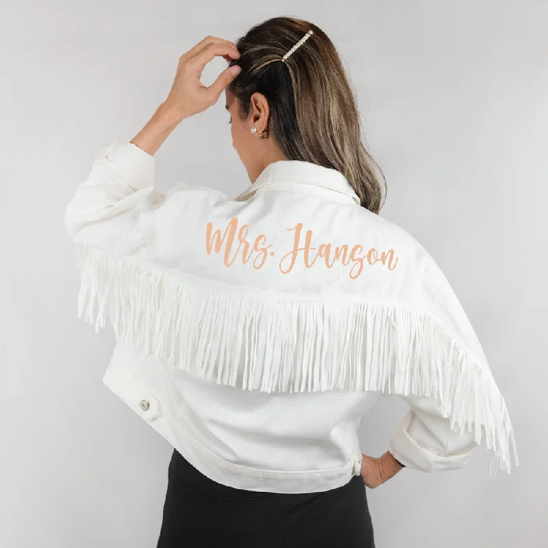 (White Fringe) Personalized Wedding JacketsStreetwear Jackets