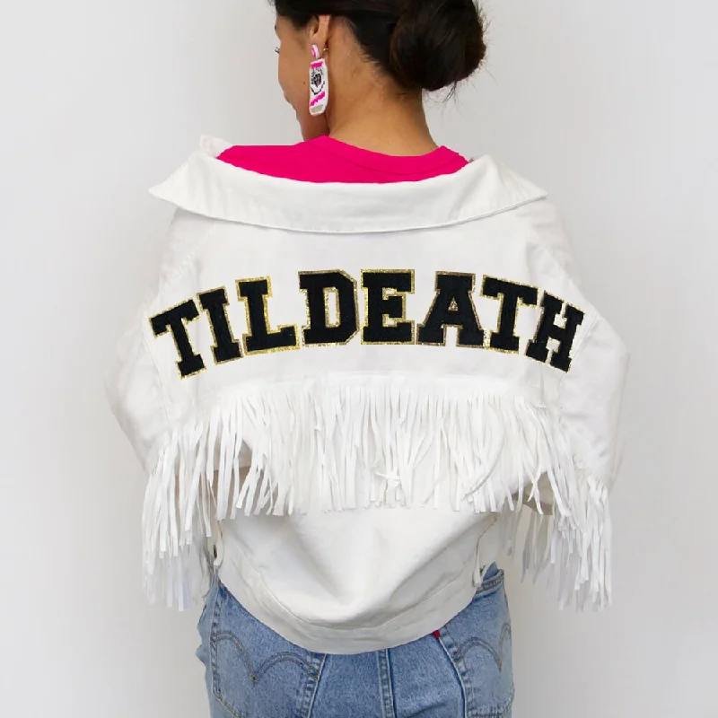 (White Fringe) Till Death Bridal JacketWindproof Jackets